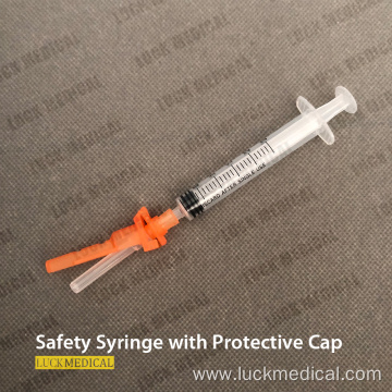 Disposable Medical Safety Syringe with Protective Cap